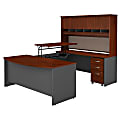 Bush Business Furniture Components 72"W 3 Position Sit to Stand Bow Front U Shaped Desk with Hutch and Mobile File Cabinet, Hansen Cherry/Graphite Gray, Standard Delivery