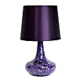 Simple Designs Mosaic Tiled Glass Genie Table Lamp with Fabric Shade, Purple