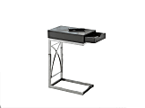 Monarch Specialties Accent/Snack Table With Drawer, Rectangle, Glossy Gray/Chrome