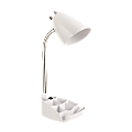 LimeLights Gooseneck Organizer Desk Lamp, Adjustable Height, White Shade/White Base