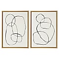 Uniek Kate And Laurel Sylvie Framed Canvas Wall Art Prints, 18" x 24", Modern Circles And Going in Circles Gold, Set Of 2