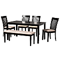 Baxton Studio Minette Dining Set, 29-3/16"H x 59-1/16"W x 35-7/16"D, Sand/Dark Brown