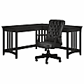 Bush® Furniture Salinas 60"W L-Shaped Writing Desk With High-Back Tufted Office Chair, Vintage Black, Standard Delivery 1 thumbnail image