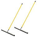 Alpine Dual Moss Heavy-Duty Floor Squeegees, 30", 50" Handle, Yellow, Pack Of 2 Squeegees 1 thumbnail image