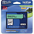 Brother TZe741 Black on Green Label Tape - 0.70" Width x 26.20 ft Length - 1 Each - Thermal Transfer, Direct Thermal - Green 1 thumbnail image