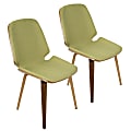 Lumisource Serena Dining Chair, Walnut/Green, Set Of 2