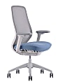 WorkPro® 6000 Series Multifunction Ergonomic Mesh/Fabric High-Back Executive Chair, White Frame/Light Blue Seat, BIFMA Compliant