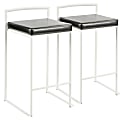 LumiSource Fuji Stacker Counter Stools, Black Seat/White Frame, Set of 2 Stools 1 thumbnail image