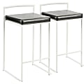 LumiSource Fuji Stacker Counter Stools, Black Seat/White Frame, Set of 2 Stools