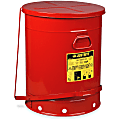 Just Rite Oily Waste Can With Lever, 21-Gallon, 23 7/16"H x 18 3/8" Diameter, Red