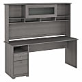 Bush Furniture Cabot 72"W Computer Desk With Hutch, Modern Gray, Standard Delivery