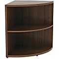 Lorell® Essentials Series 30"H 2-Shelf Corner Bookcase, Walnut 1 thumbnail image