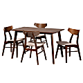 Baxton Studio Lois Dining Set, 29-1/2”H x 47-1/4”W x 29-1/2”D, Light Beige/Walnut Brown