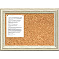 Amanti Art Country Whitewash Cork Bulletin Board, Brown, 20 1/4" x 28 1/4", Whitewash Wood Frame