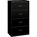 HON® Basyx 484L 20"D Lateral 4-Drawer File Cabinet, Black 1 thumbnail image