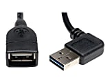 Eaton Tripp Lite Series Universal Reversible USB 2.0 Extension Cable (Reversible Right/Left-Angle A to A M/F), 18-in. (45.72 cm) - USB extension cable - USB (M) to USB (F) - USB 2.0 - 1.5 ft - molded, right-angled connector - black
