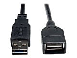 Eaton Tripp Lite Series Universal Reversible USB 2.0 Extension Cable (Reversible A to A M/F), 1 ft. (0.31 m) - USB extension cable - USB (F) to USB (M) - USB 2.0 - 1 ft - molded - black