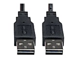 Eaton Tripp Lite Series Universal Reversible USB 2.0 Cable (Reversible A to Reversible A M/M), 10 ft. (3.05 m) - USB cable - USB (M) to USB (M) - USB 2.0 - 10 ft - molded - black