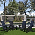 Flash Furniture Sawyer Modern All-Weather Poly Resin Wood Adirondack Chairs, Black, Set Of 4 Chairs