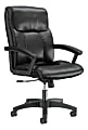 HON® Ergonomic Bonded Leather Padded Loop Arm Executive Chair, Black