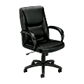 HON® Basyx VL161 Executive Ergonomic Bonded Leather Mid-Back Chair, Black