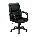HON® Basyx VL161 Executive Ergonomic Bonded Leather Mid-Back Chair, Black 1 thumbnail image