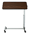 Medline Overbed Tilt-Top Hospital Table With H-Base, Height-Adjustable, 28"–45"H x 30"W x 15"D, Steel/Walnut