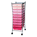 10-Drawer Mobile Organizer, 37 3/4"H x 13 1/8"W x 15 3/4"D, Pink 1 thumbnail image