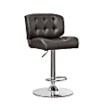 Powell Quimby Adjustable Faux Leather Bar Stool With Back, Chocolate/Chrome