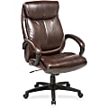 Lorell® Ergonomic Bonded Leather High-Back Executive Chair, Brown