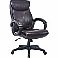 Lorell® Ergonomic Bonded Leather High-Back Executive Chair, Brown