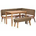 bali & pari Denver Natural Seagrass And Acacia Wood 4-Piece Dining Nook Set, 32-3/4”H x 73-1/4”W x 57-15/16”D, Brown/White/Natural 1 thumbnail image