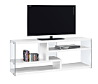Monarch Specialties TV Stand, Glass, For Flat-Screen TVs Up To 60", Glossy White