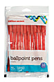 Office Depot® Brand Tinted Ballpoint Stick Pens, Medium Point, 1.0 mm, Red Barrel, Red Ink, Pack Of 10