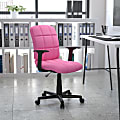 Flash Furniture Quilted Vinyl Mid-Back Swivel Task Chair, Pink/Black 1 thumbnail image