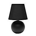 Creekwood Home Nauru Petite Ceramic Orb Table Lamp, 8-5/8"H, Black Shade/Black Base
