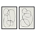 Uniek Kate and Laurel Sylvie Framed Canvas Wall Art Print, 23" x 33", Modern Circles And Going In Circles, Black, Set Of 2