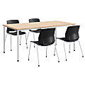 KFI Studios Dailey Table Set With 4 Sled Chairs, Natural Table/Black Chairs 1 thumbnail image