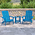Flash Furniture Charlestown All-Weather Poly Resin Wood Adirondack Chairs With Side Table, Blue
