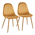 LumiSource Pebble Dining Chairs, Yellow/Natural Wood, Set Of 2 Chairs