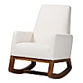 Baxton Studio Yashiya Wood High-Back Rocking Task Chair, Off-White/Walnut Brown 1 thumbnail image