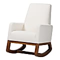 Baxton Studio Yashiya Wood High-Back Rocking Task Chair, Off-White/Walnut Brown