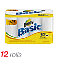 Bounty® Basic Paper Towels, White, 60 Sheets Per Roll, Case Of 12 Rolls