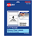 Avery® Glossy Permanent Labels With Sure Feed®, 94243-CGF100, Rectangle, 2" x 7", Clear, Pack Of 400