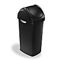 simplehuman® Square Swing-Lid Plastic Trash Can, 15 Gallons, 32-4/5"H x 13-1/2"W x 16-7/10"D, Black