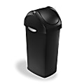 simplehuman® Square Swing-Lid Plastic Trash Can, 15 Gallons, 32-4/5"H x 13-1/2"W x 16-7/10"D, Black 1 thumbnail image