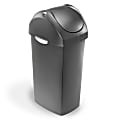 simplehuman® Square Swing-Lid Plastic Trash Can, 15 Gallons, 32-4/5"H x 13-1/2"W x 16-7/10"D, Gray