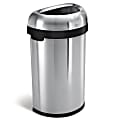 simplehuman Commercial Open Top Trash Can, Semi-Round, 16 Gallons, 29.9" x 18.5" x 13.1", Brushed Heavy-Gauge Stainless Steel 1 thumbnail image
