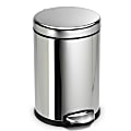 simplehuman® Round Stainless-Steel Step Trash Can, 1.2 Gallons, 12-1/10"H x 7-3/5"W x 10"D, Polished Stainless Steel 1 thumbnail image