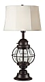 Kenroy Hatteras Outdoor Table Lamp, 31"H, Chocolate And White Shades/Copper Base